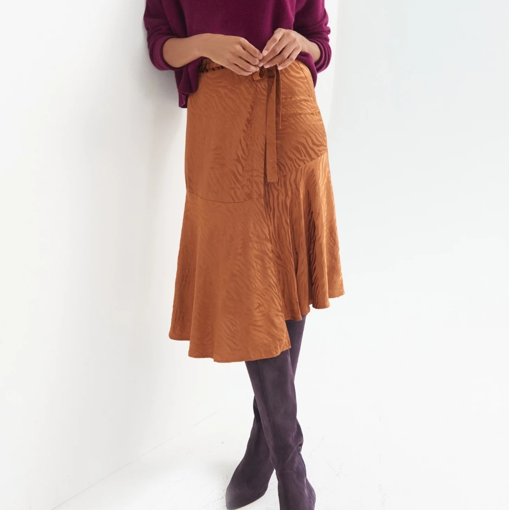 Maeve by Anthropologie Tamra Zebra Jacquard Faux Wrap Midi Skirt